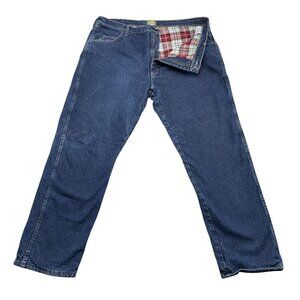 Cabela's Thermal Jeans Mens 42x32 Blue Flannel Lined Straight Leg Denim